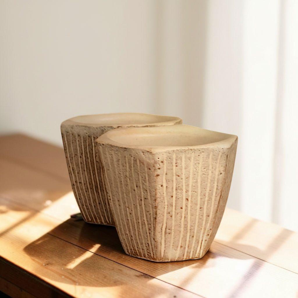 The Sandstone Pair tea cups — handcrafted ceramic, Tea Rituals