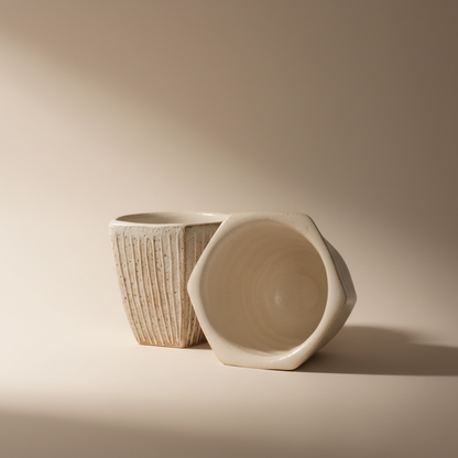 The Sandstone Pair in use — sharing tea with quiet intention