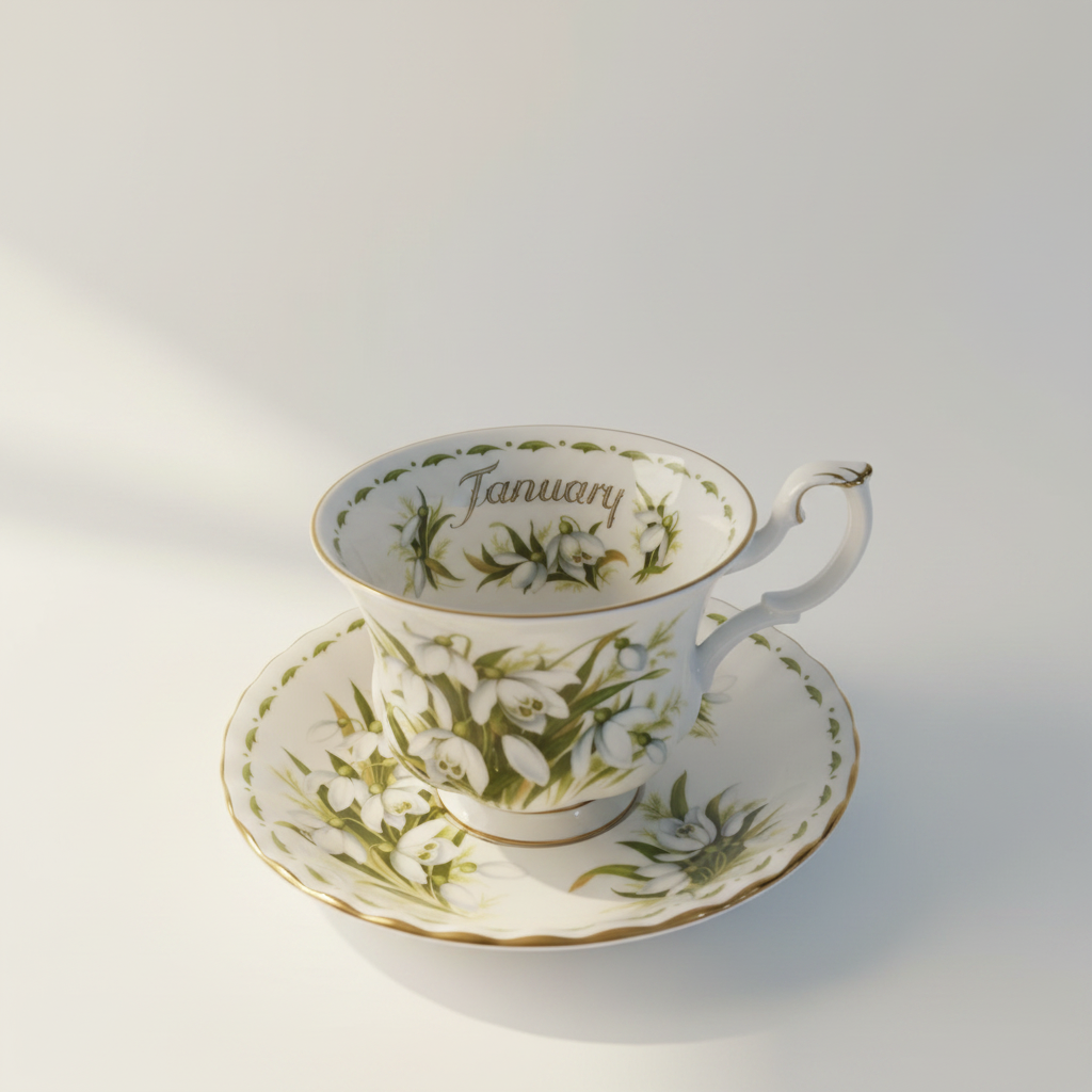The January Snowdrop Cup — handcrafted ceramic tea cup inspired by early spring
